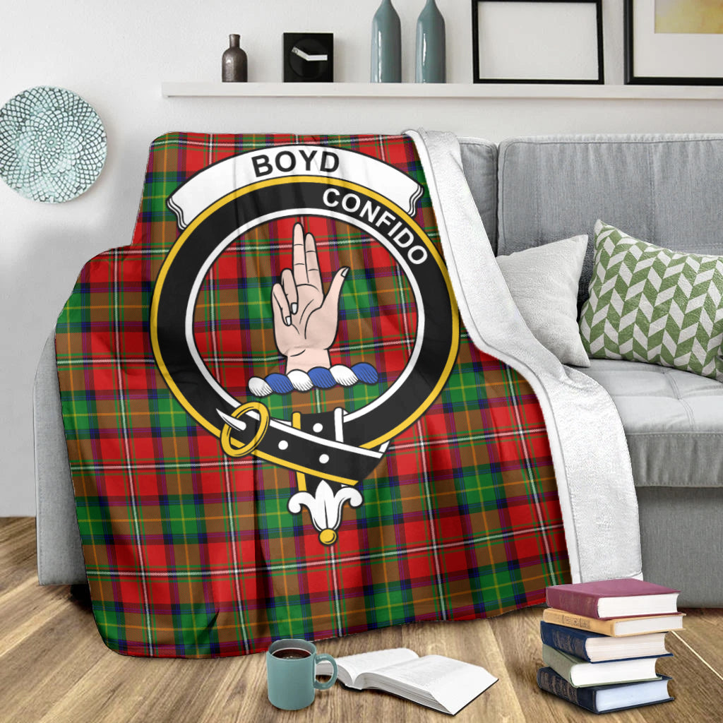 Boyd Tartan Blanket with Family Crest X-Large 59 x 79 inches 150 x 200 cm - Tartan Vibes Clothing