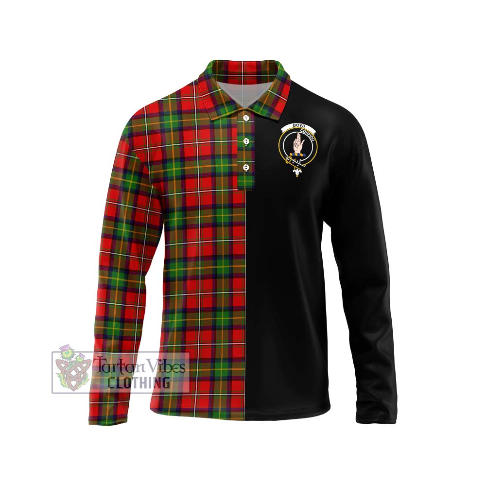 Boyd Tartan Long Sleeve Polo Shirt with Family Crest and Half Of Me Style Unisex - Tartanvibesclothing Shop