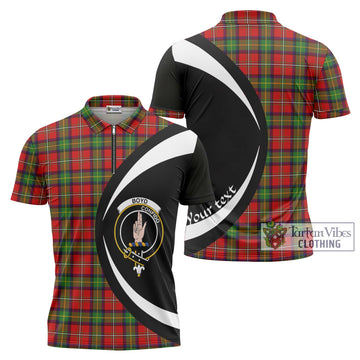 Boyd Tartan Zipper Polo Shirt with Family Crest Circle Style