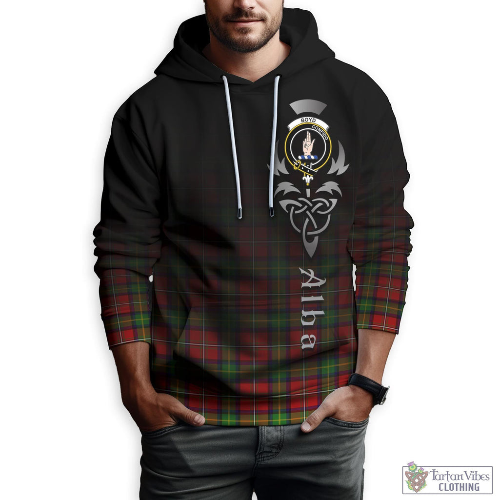 Tartan Vibes Clothing Boyd Modern Tartan Hoodie Featuring Alba Gu Brath Family Crest Celtic Inspired