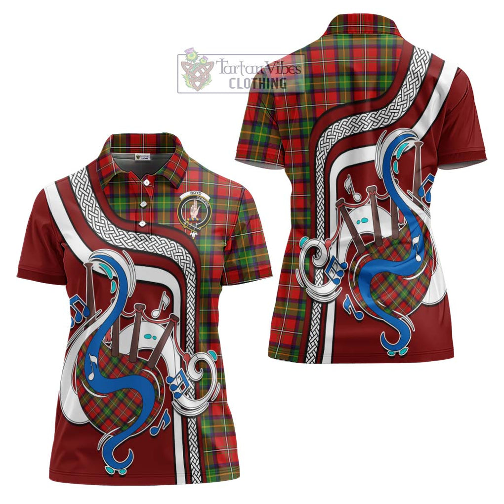 Boyd Tartan Women's Polo Shirt with Epic Bagpipe Style Women - Tartanvibesclothing Shop