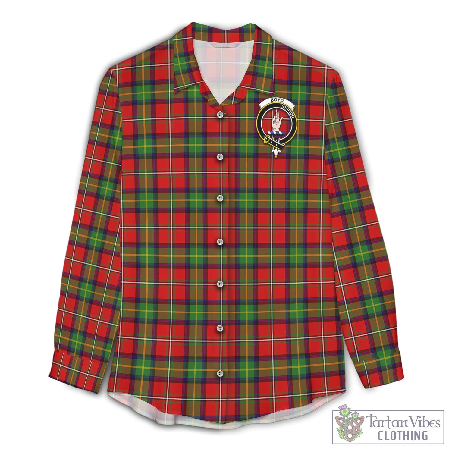 Tartan Vibes Clothing Boyd Modern Tartan Womens Casual Shirt with Family Crest