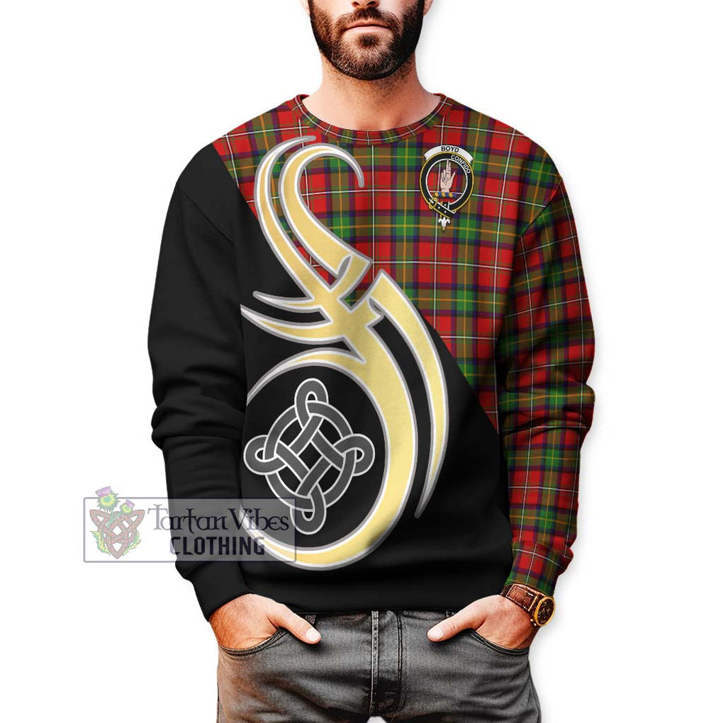 Boyd Tartan Sweatshirt with Family Crest and Celtic Symbol Style Unisex - Tartan Vibes Clothing