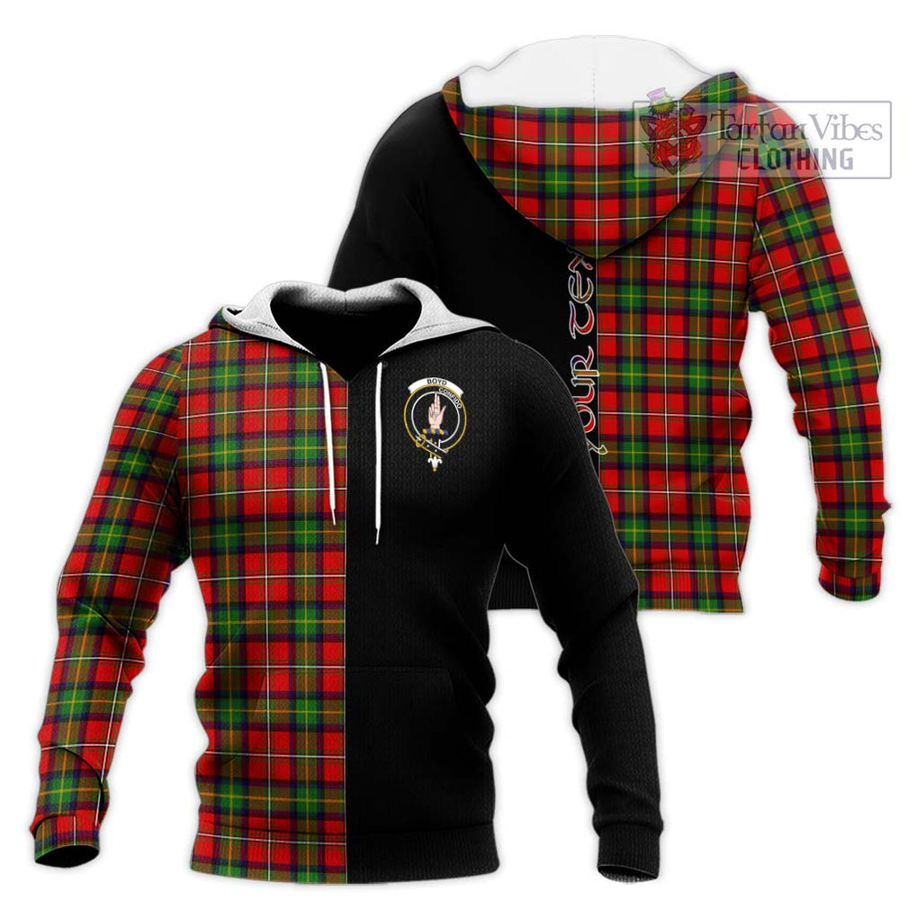 Boyd Tartan Knitted Hoodie with Family Crest and Half Of Me Style Unisex Knitted Pullover Hoodie - Tartanvibesclothing Shop