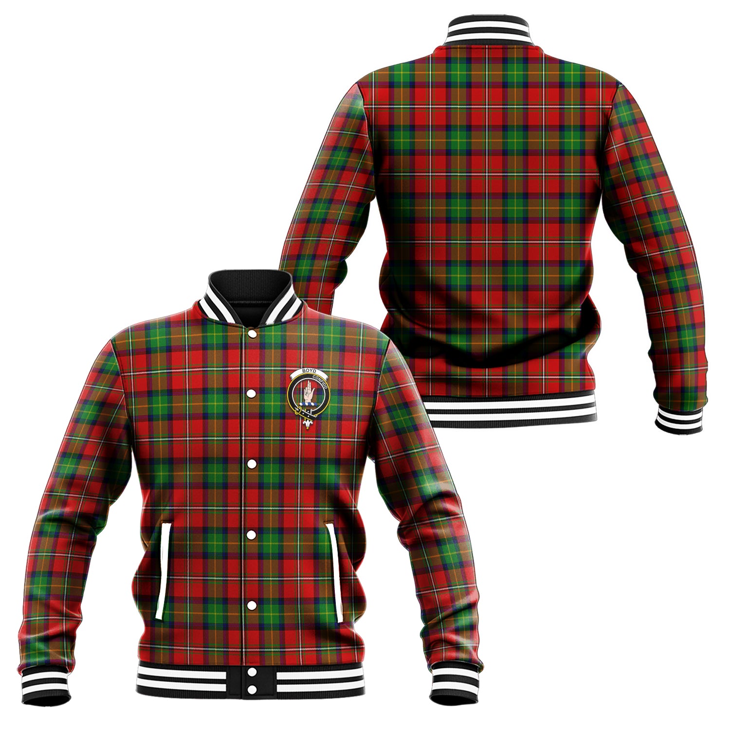 Boyd Tartan Baseball Jacket with Family Crest Unisex - Tartan Vibes Clothing