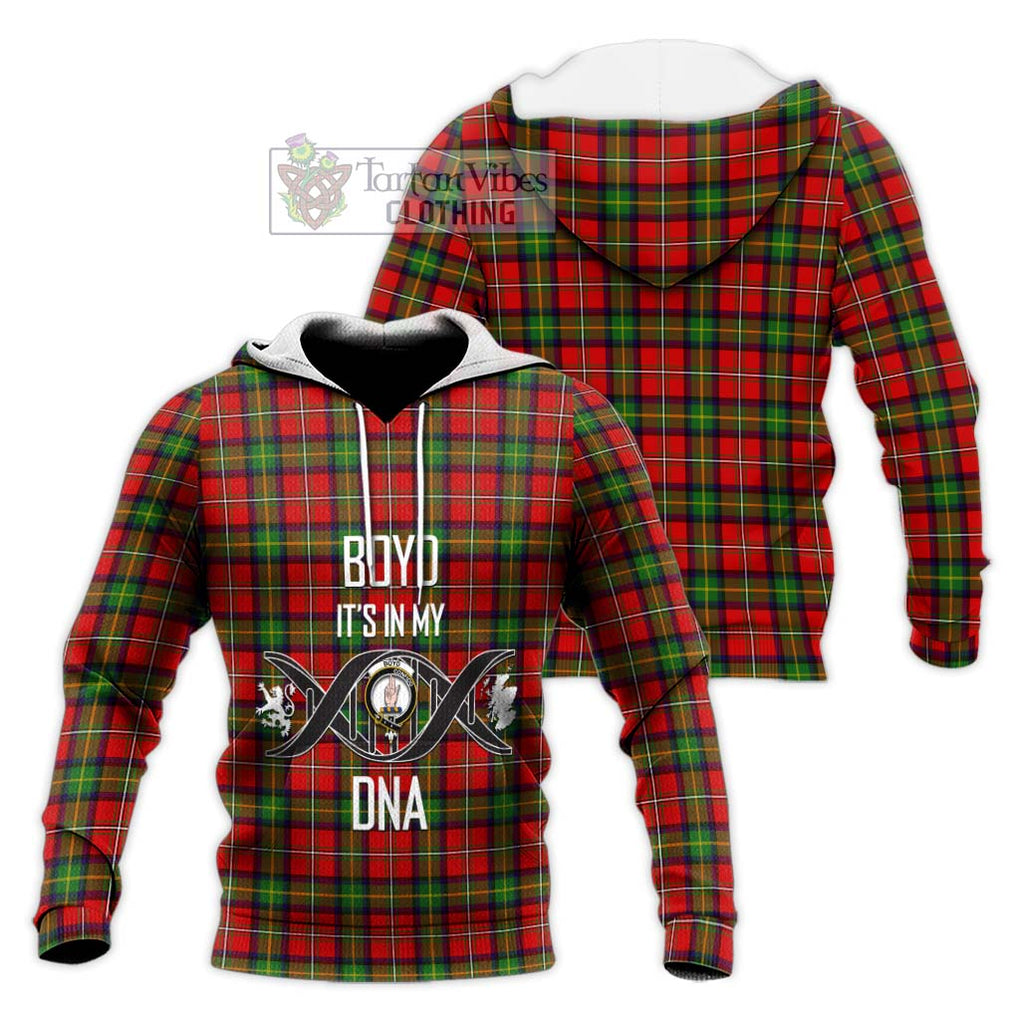 Boyd Tartan Knitted Hoodie with Family Crest DNA In Me Style Unisex Knitted Pullover Hoodie - Tartanvibesclothing Shop