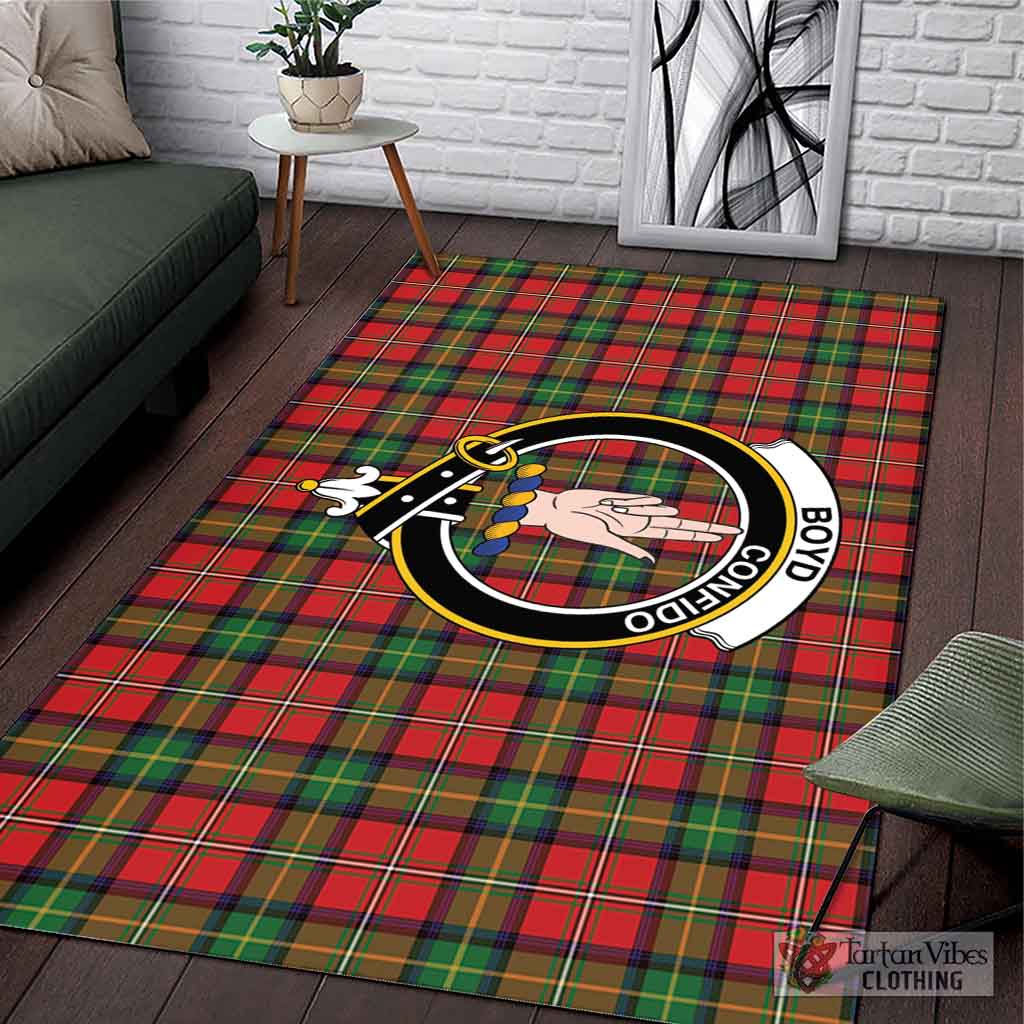 Tartan Vibes Clothing Boyd Modern Tartan Area Rug with Family Crest