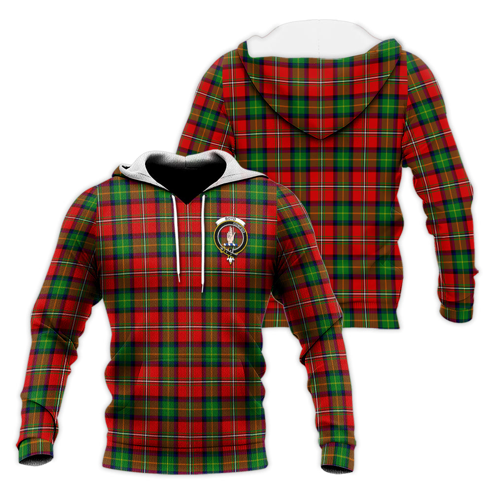 Boyd Modern Tartan Knitted Hoodie with Family Crest Unisex Knitted Hoodie - Tartanvibesclothing