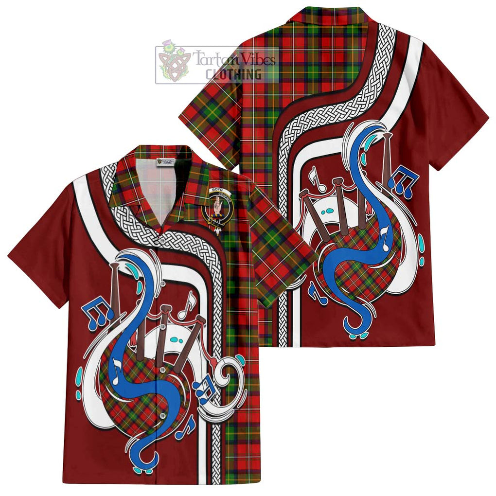 Boyd Tartan Short Sleeve Button Shirt with Epic Bagpipe Style Kid - Tartanvibesclothing Shop