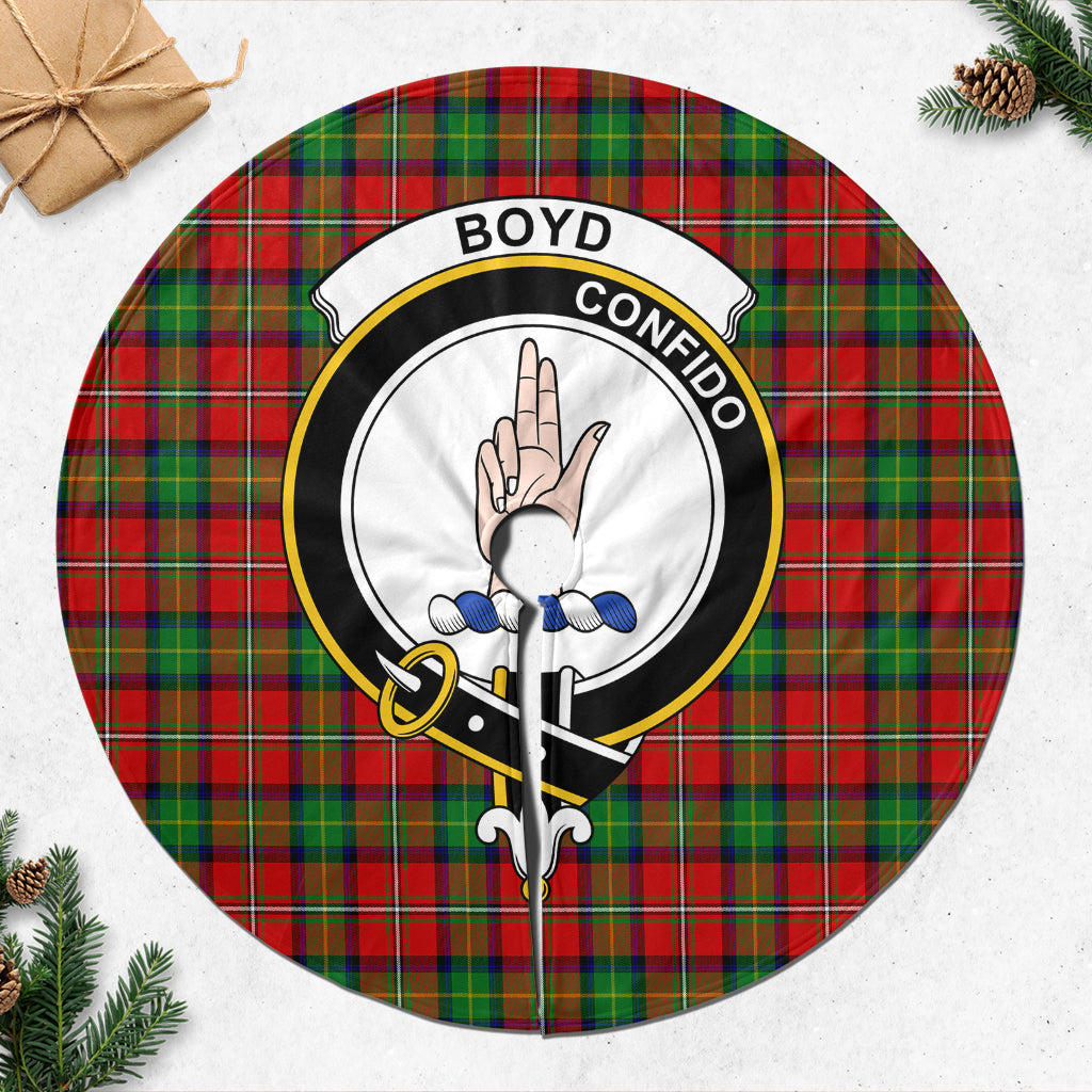 Boyd Modern Tartan Christmas Tree Skirt with Family Crest - Tartanvibesclothing