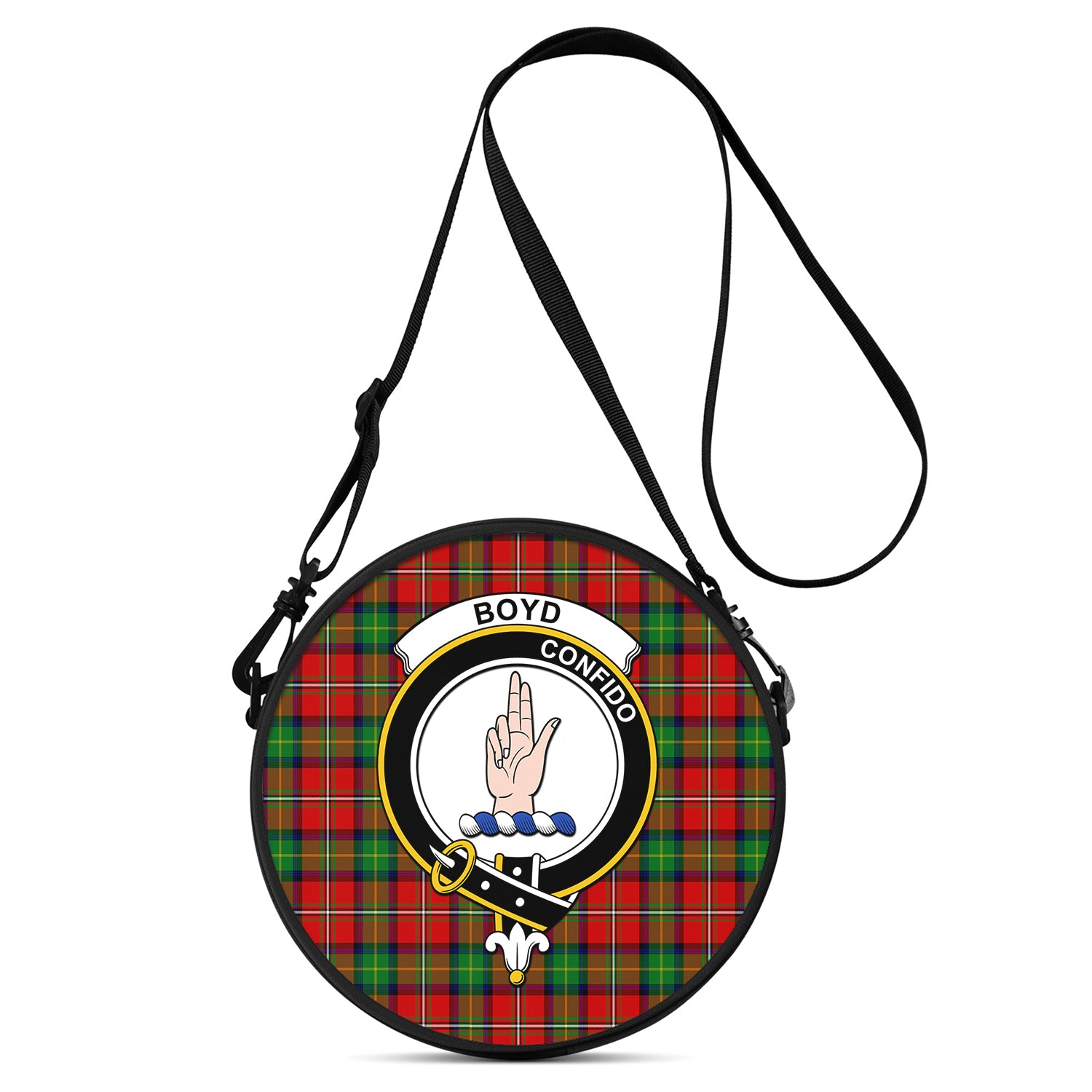 Boyd Modern Tartan Round Satchel Bags with Family Crest One Size 9*9*2.7 inch - Tartanvibesclothing