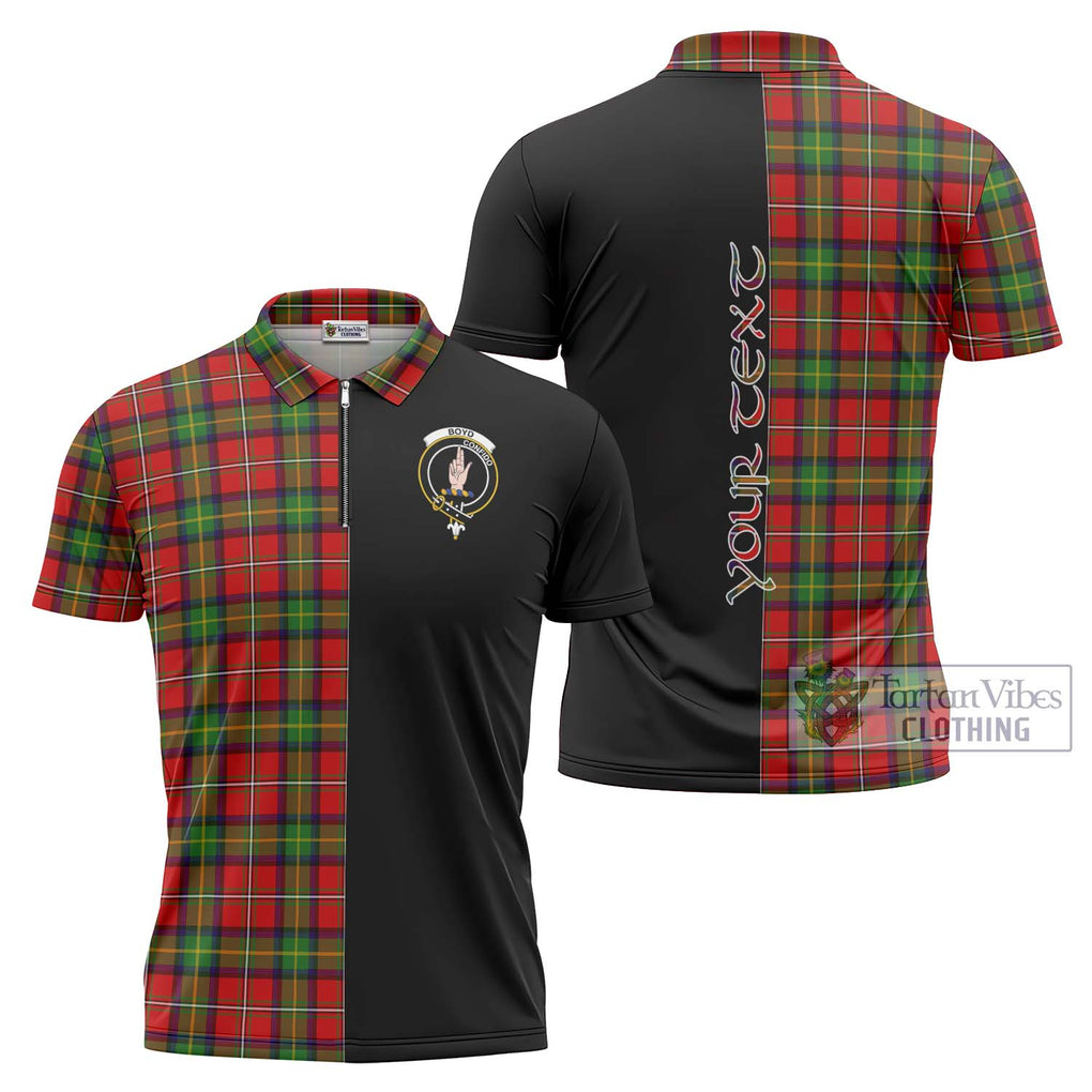 Boyd Tartan Zipper Polo Shirt with Family Crest and Half Of Me Style Unisex - Tartanvibesclothing Shop