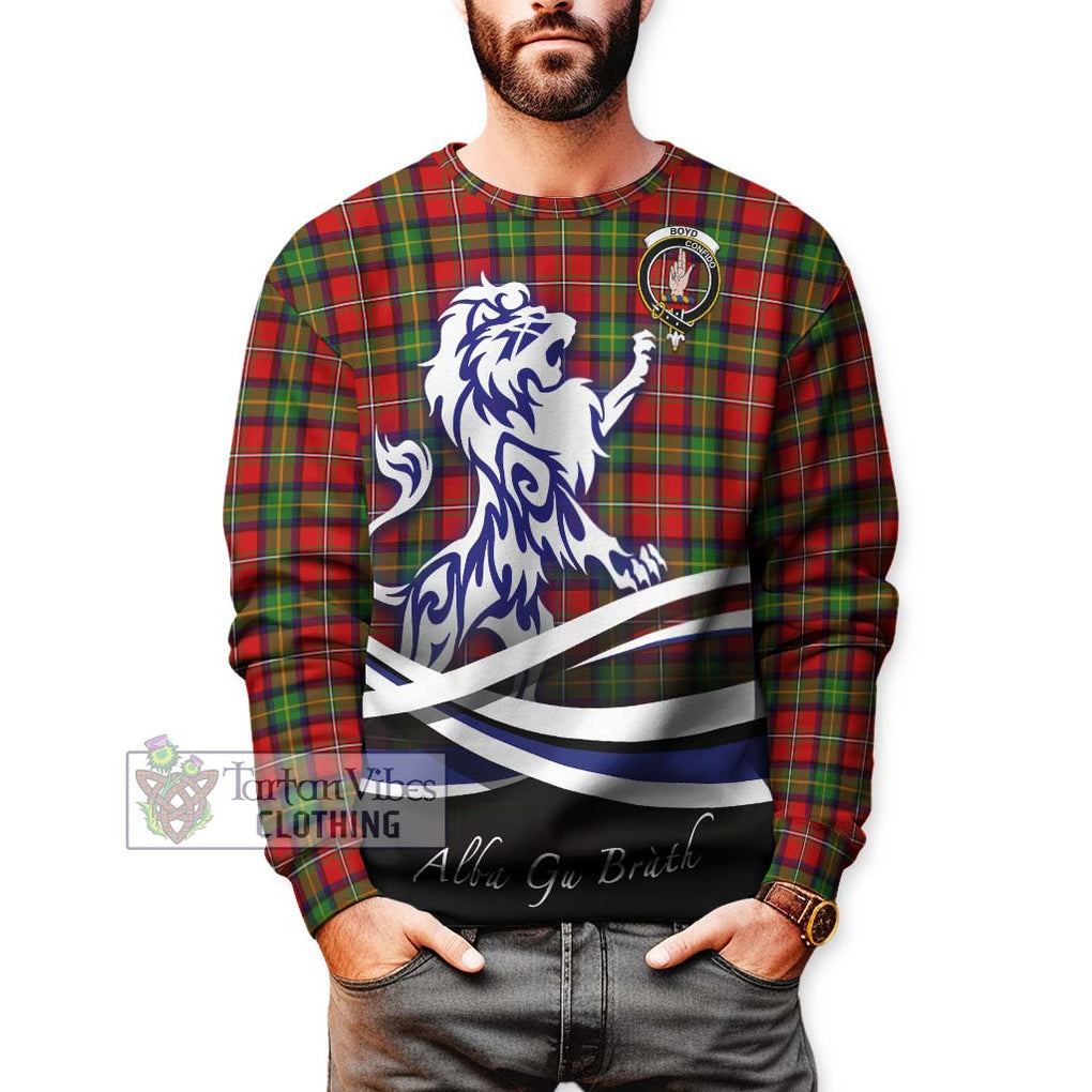 Boyd Tartan Sweatshirt with Alba Gu Brath Regal Lion Emblem Unisex - Tartanvibesclothing Shop