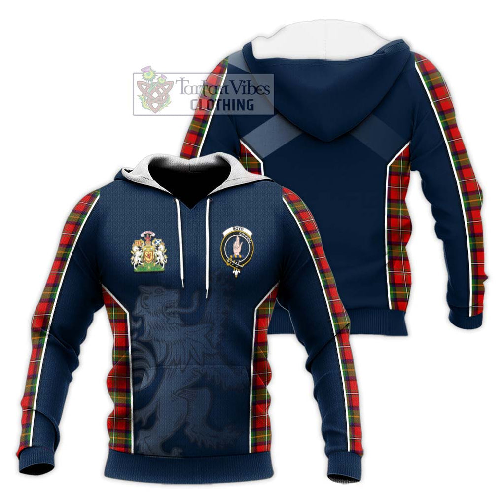 Boyd Tartan Knitted Hoodie with Family Crest and Lion Rampant Vibes Sport Style Unisex Knitted Pullover Hoodie - Tartan Vibes Clothing