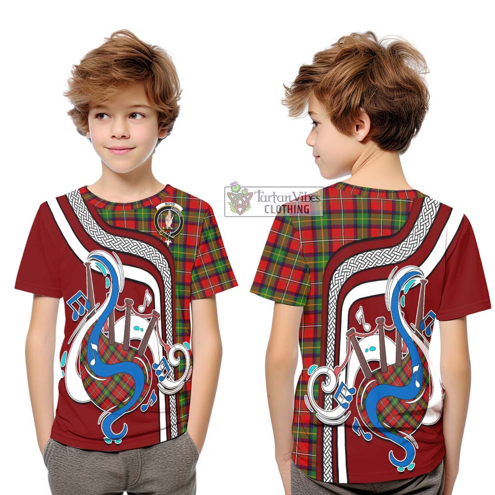 Tartan Vibes Clothing Boyd Modern Tartan Kid T-Shirt with Epic Bagpipe Style