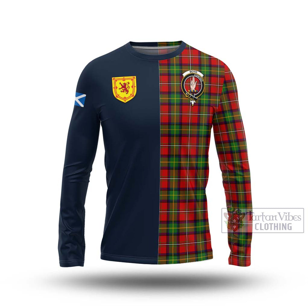 Tartan Vibes Clothing Boyd Modern Tartan Long Sleeve T-Shirt with Scottish Lion Royal Arm Half Style