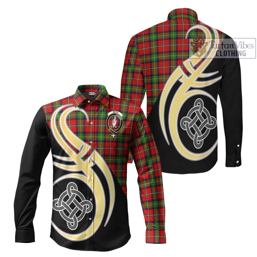 Boyd Tartan Long Sleeve Button Shirt with Family Crest and Celtic Symbol Style Men's Shirt S - Tartan Vibes Clothing