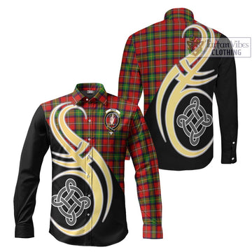 Boyd Tartan Long Sleeve Button Shirt with Family Crest and Celtic Symbol Style