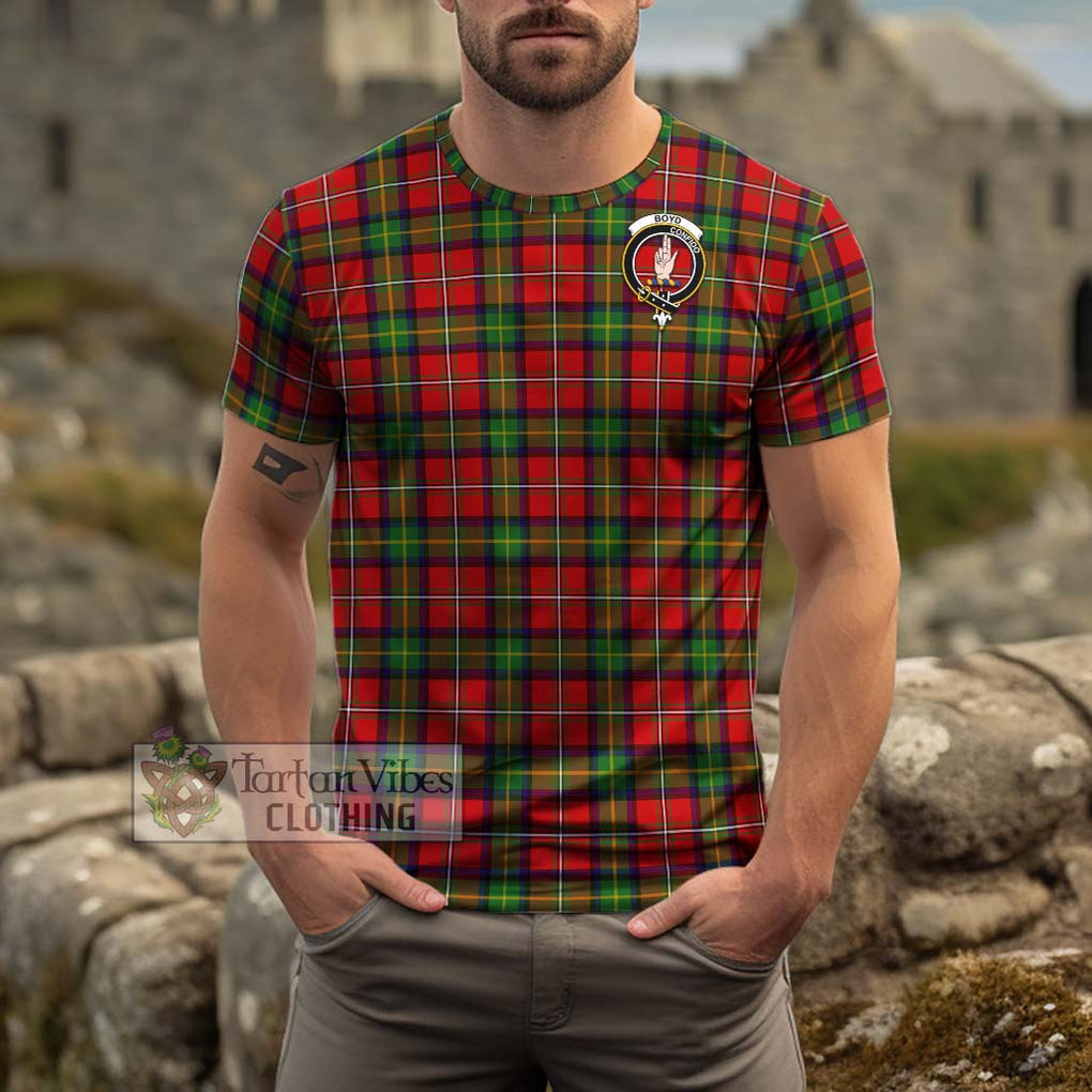 Boyd Tartan Cotton T-Shirt with Family Crest Men's Shirt - Tartanvibesclothing Shop