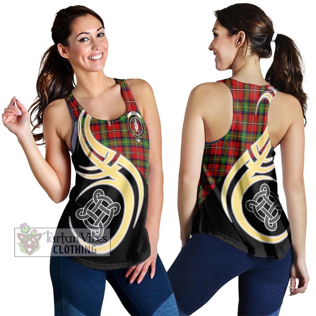 Boyd Tartan Women's Racerback Tanks with Family Crest and Celtic Symbol Style 4XL - Tartan Vibes Clothing