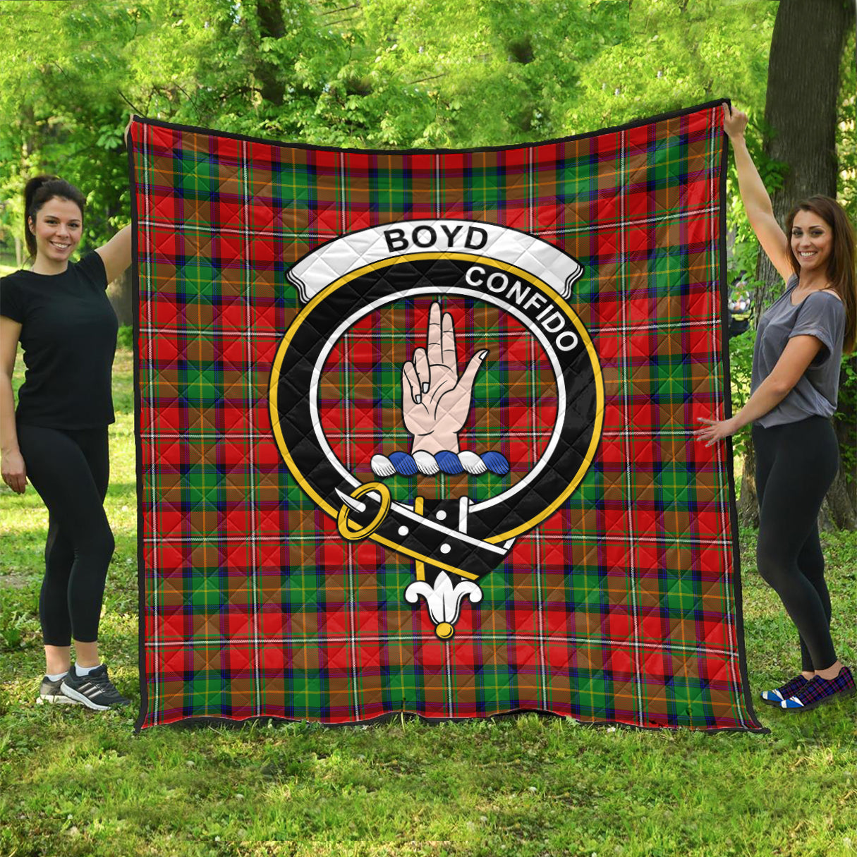 Boyd Modern Tartan Quilt with Family Crest - Tartanvibesclothing