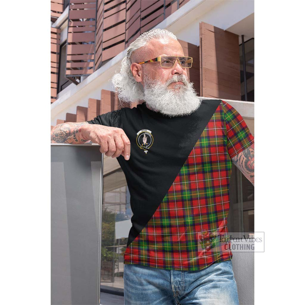 Tartan Vibes Clothing Boyd Modern Tartan Cotton T-shirt with Family Crest and Military Logo Style