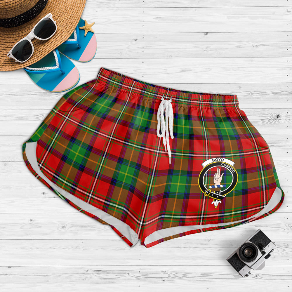 Boyd Modern Tartan Womens Shorts with Family Crest - Tartanvibesclothing