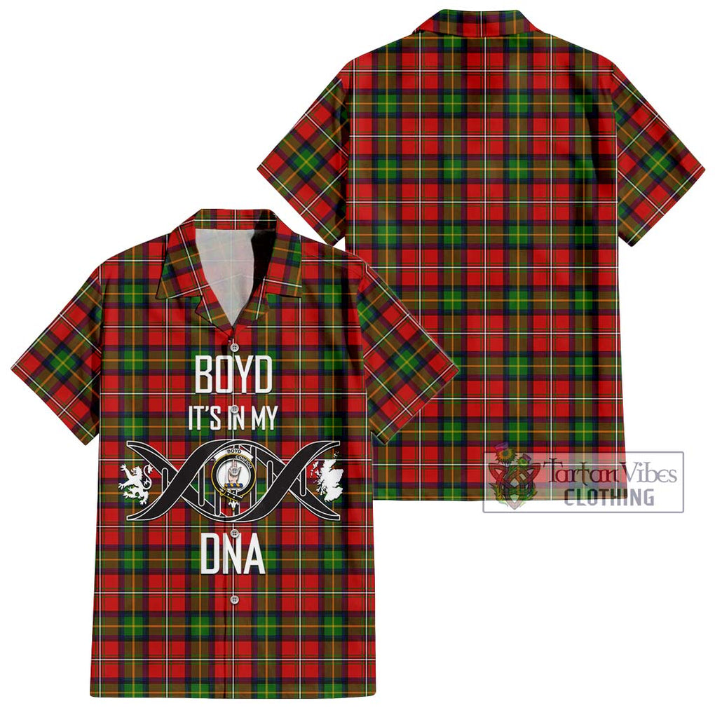 Boyd Tartan Short Sleeve Button Shirt with Family Crest DNA In Me Style Kid - Tartanvibesclothing Shop