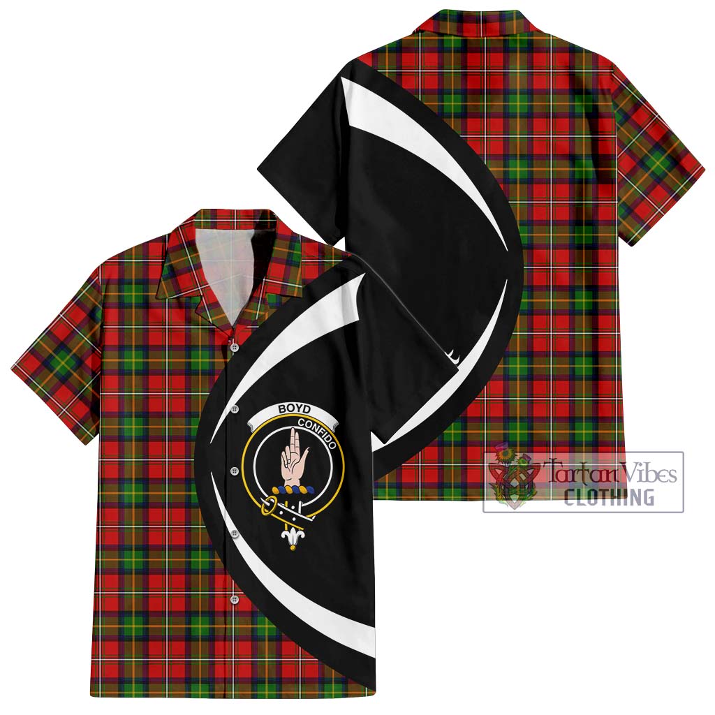 Boyd Tartan Short Sleeve Button Up with Family Crest Circle Style Kid - Tartan Vibes Clothing