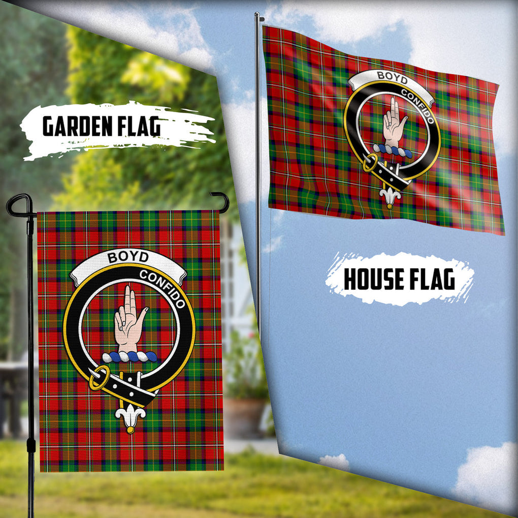 Boyd Tartan Flag with Family Crest Garden Flag (Vertical) - Tartan Vibes Clothing