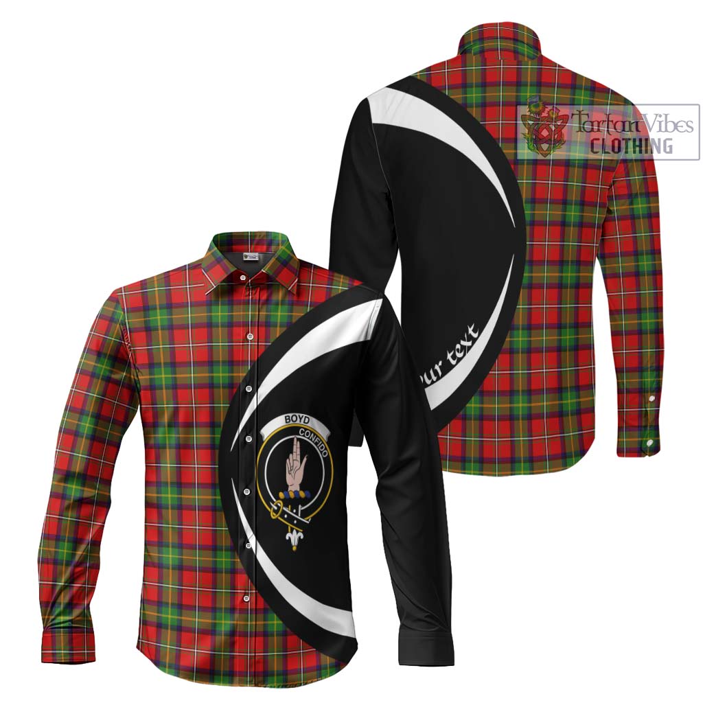 Boyd Tartan Long Sleeve Button Up with Family Crest Circle Style Men's Shirt S - Tartan Vibes Clothing