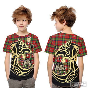 Boyd Tartan Kid T-Shirt with Family Crest Celtic Wolf Style