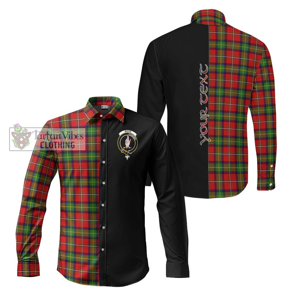 Boyd Tartan Long Sleeve Button Shirt with Family Crest and Half Of Me Style Men's Shirt S - Tartanvibesclothing Shop