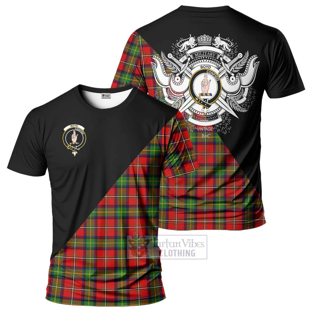 Boyd Tartan T-Shirt with Family Crest and Military Logo Style Kid's Shirt - Tartanvibesclothing Shop