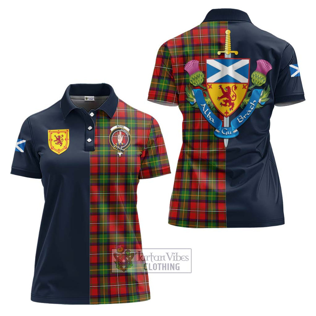 Tartan Vibes Clothing Boyd Modern Tartan Women's Polo Shirt with Scottish Lion Royal Arm Half Style