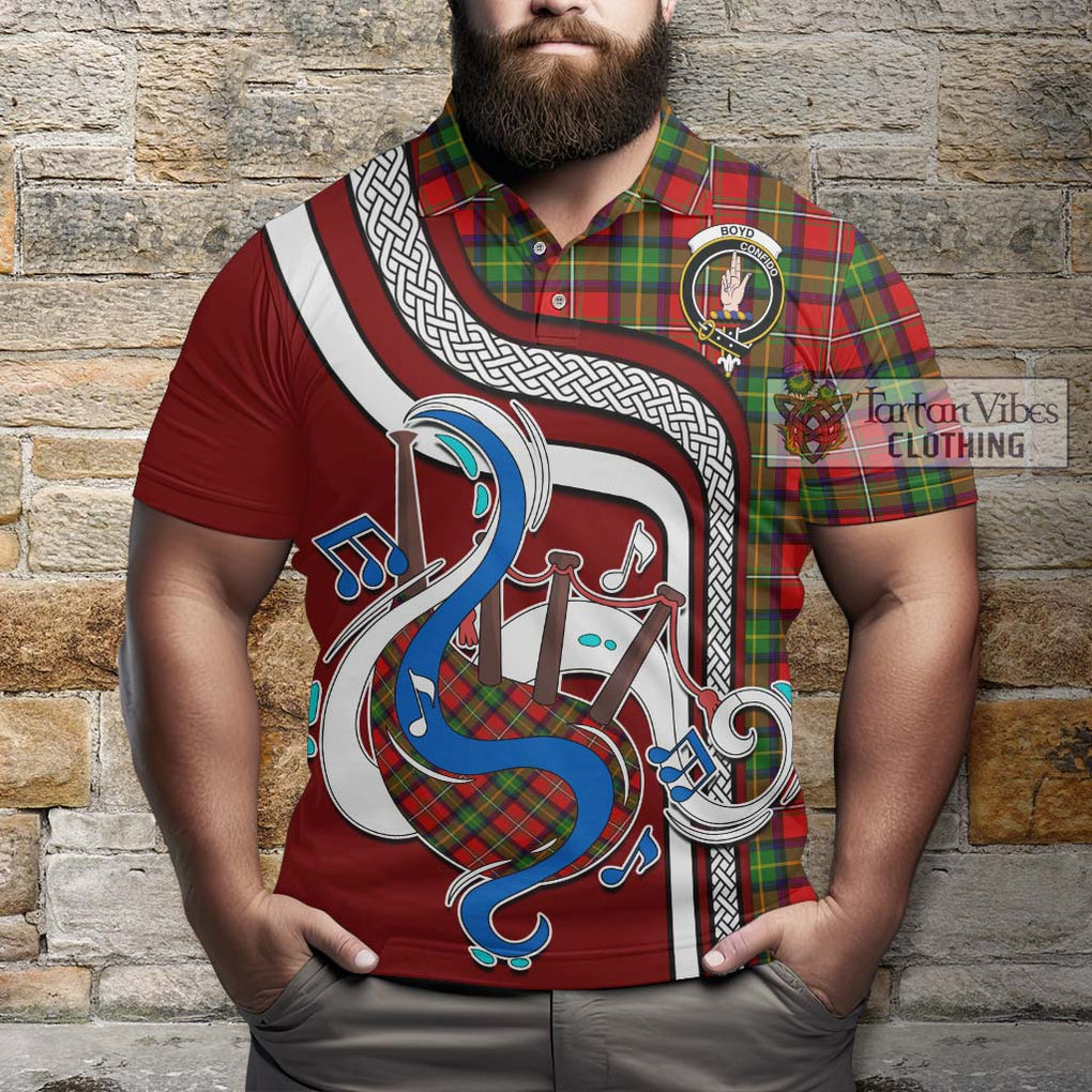 Tartan Vibes Clothing Boyd Modern Tartan Polo Shirt with Epic Bagpipe Style