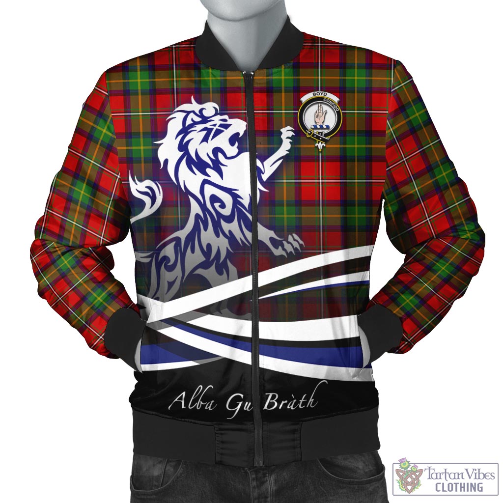 Tartan Vibes Clothing Boyd Modern Tartan Bomber Jacket with Alba Gu Brath Regal Lion Emblem