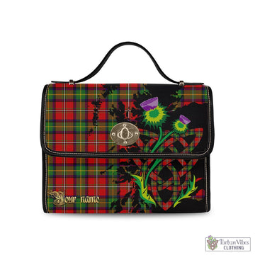 Boyd Modern Tartan Waterproof Canvas Bag with Scotland Map and Thistle Celtic Accents