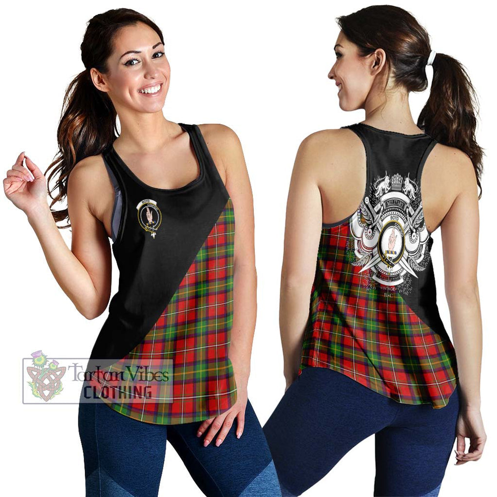 Boyd Tartan Women's Racerback Tanks with Family Crest and Military Logo Style 4XL - Tartanvibesclothing Shop