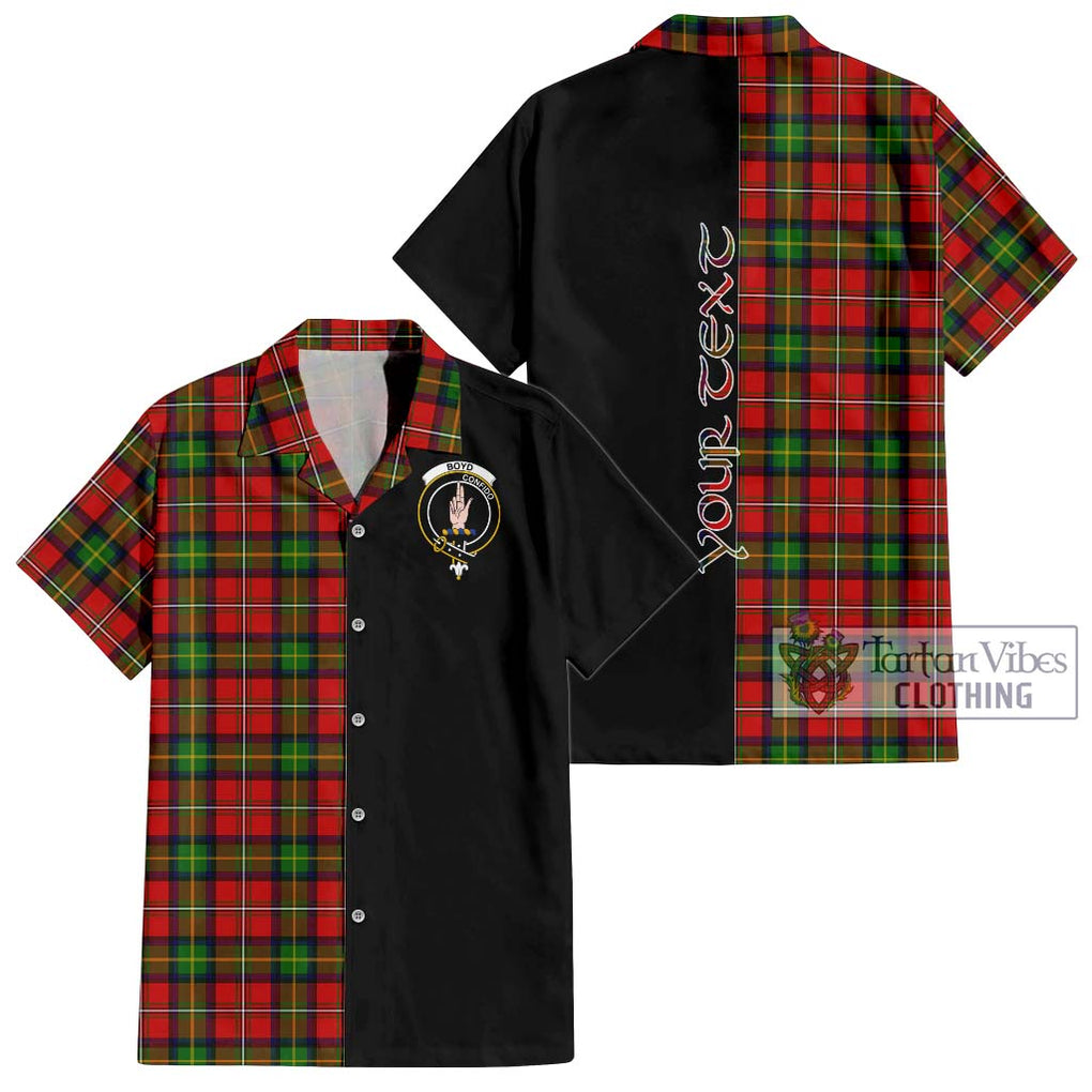 Boyd Tartan Short Sleeve Button Shirt with Family Crest and Half Of Me Style Kid - Tartanvibesclothing Shop