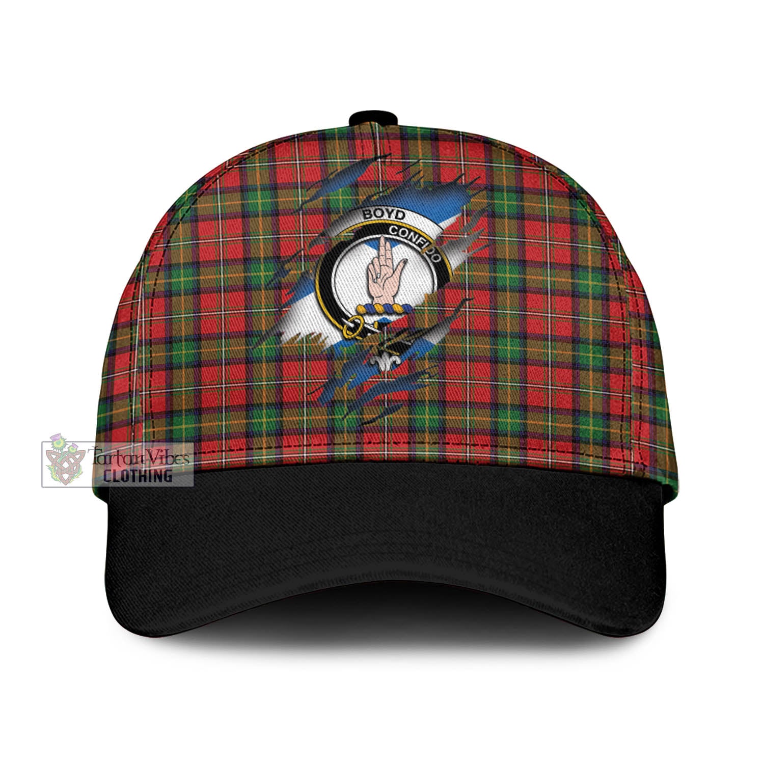 Tartan Vibes Clothing Boyd Modern Tartan Classic Cap with Family Crest In Me Style