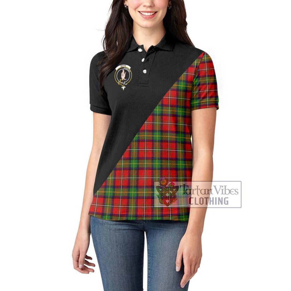 Boyd Tartan Women's Polo Shirt with Family Crest and Military Logo Style - Tartanvibesclothing Shop