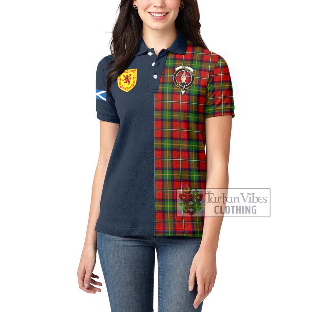 Tartan Vibes Clothing Boyd Modern Tartan Women's Polo Shirt with Scottish Lion Royal Arm Half Style