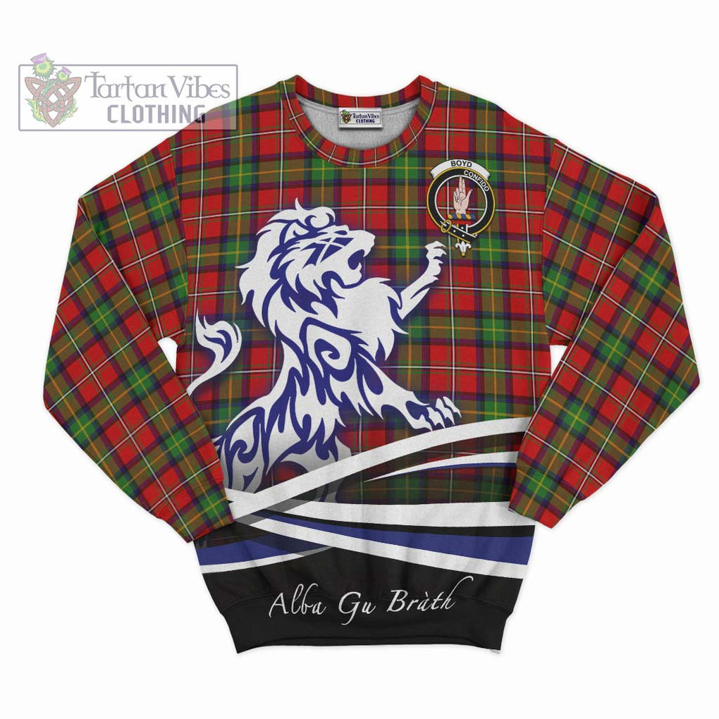 Boyd Tartan Sweatshirt with Alba Gu Brath Regal Lion Emblem - Tartanvibesclothing Shop