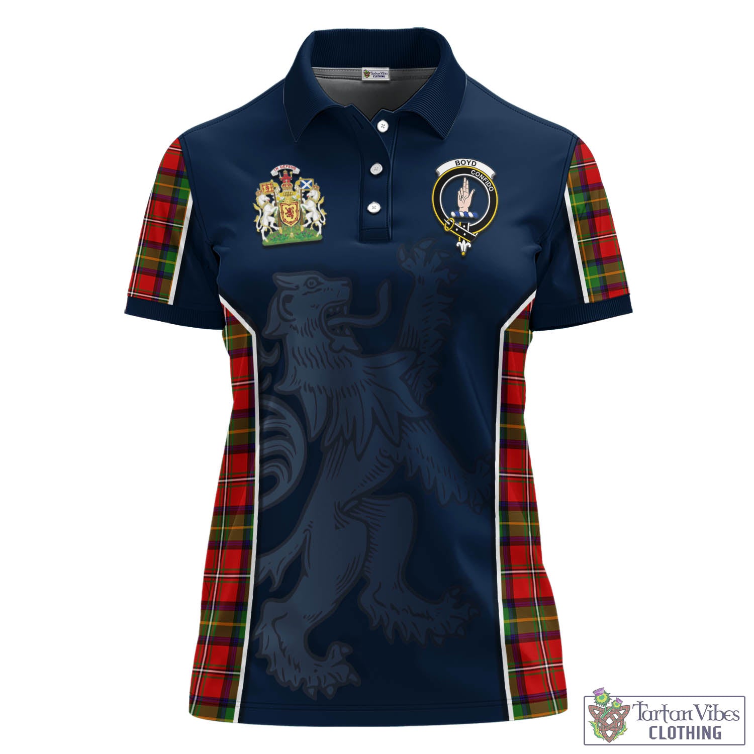 Tartan Vibes Clothing Boyd Modern Tartan Women's Polo Shirt with Family Crest and Lion Rampant Vibes Sport Style