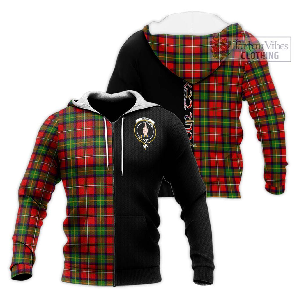 Boyd Tartan Knitted Hoodie with Family Crest and Half Of Me Style Unisex Knitted Zip Hoodie - Tartanvibesclothing Shop