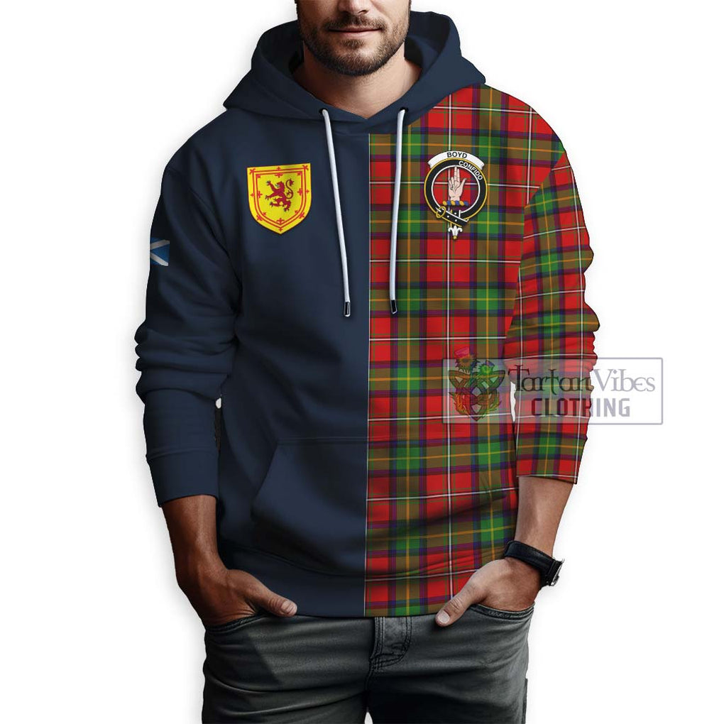 Tartan Vibes Clothing Boyd Modern Tartan Hoodie with Scottish Lion Royal Arm Half Style