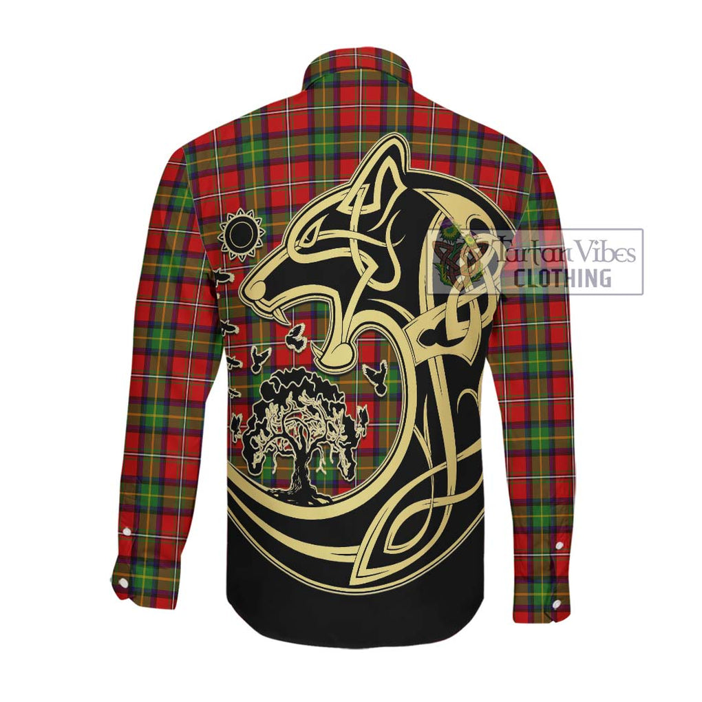 Boyd Tartan Long Sleeve Button Shirt with Family Crest Celtic Wolf Style Men's Shirt - Tartan Vibes Clothing