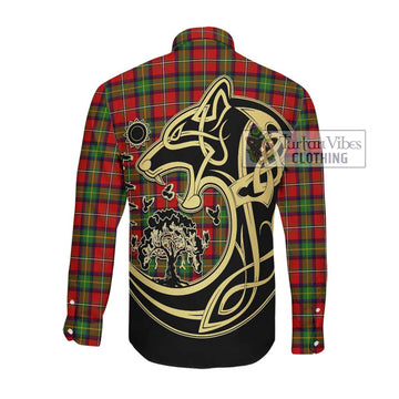 Boyd Tartan Long Sleeve Button Shirt with Family Crest Celtic Wolf Style