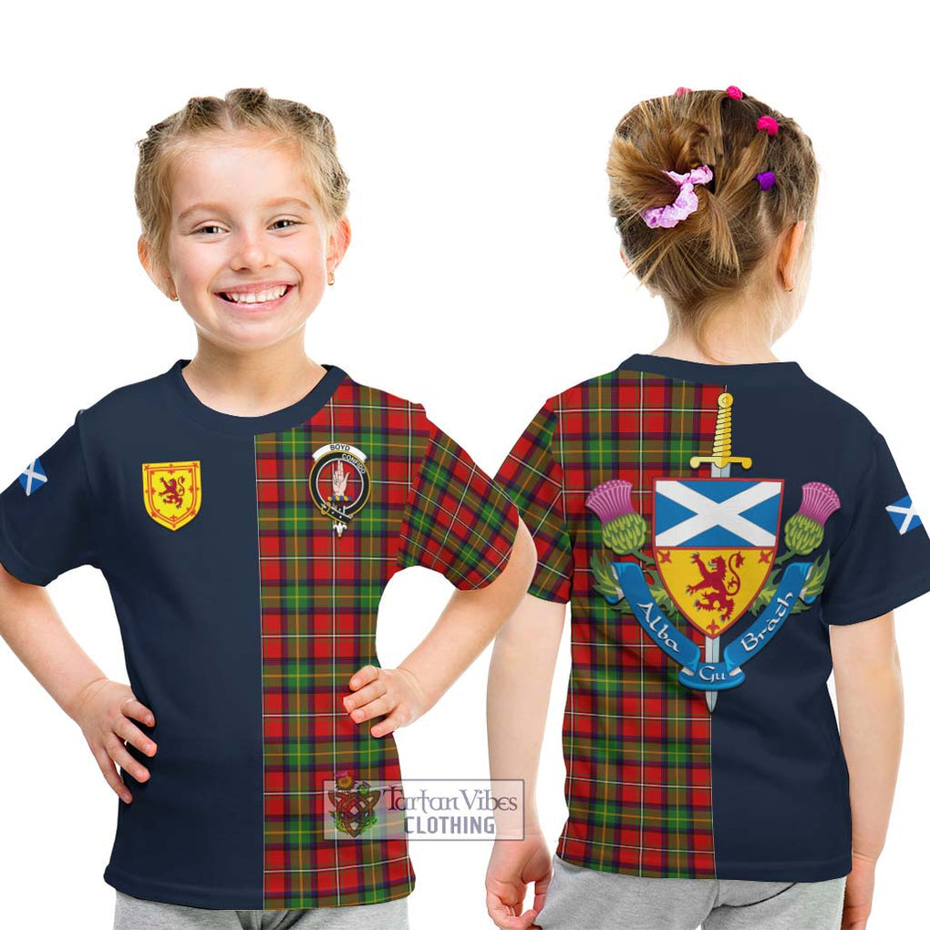 Tartan Vibes Clothing Boyd Modern Tartan Kid T-Shirt with Scottish Lion Royal Arm Half Style